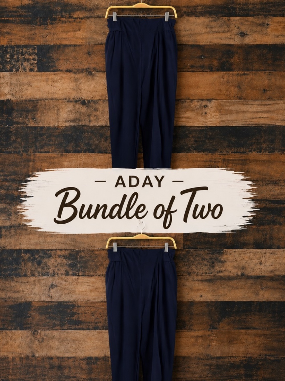 ADAY Turn It Up Pants 2 PACK S NAVY & MIDNIGHT BLUE Minimalist Travel Work EUC